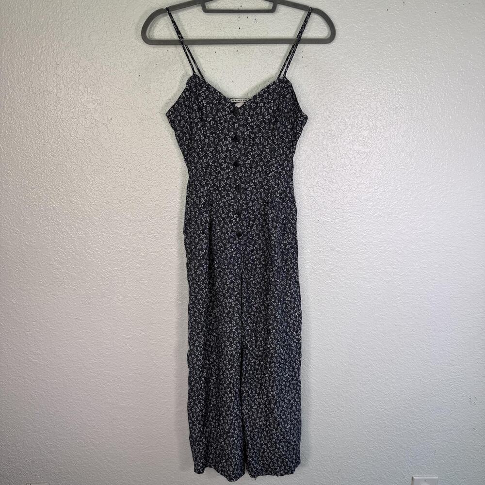 Vintage Rampage Jumpsuit Womens Small Floral Button Front One Piece 90s Retro